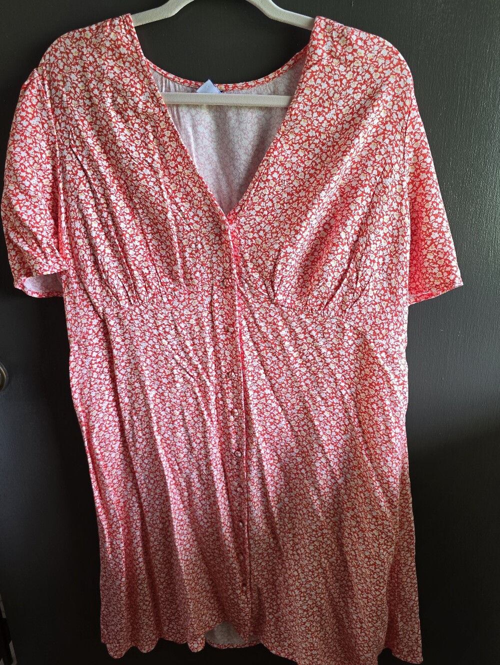 Old Navy Coral and White Floral Button-Front Dress